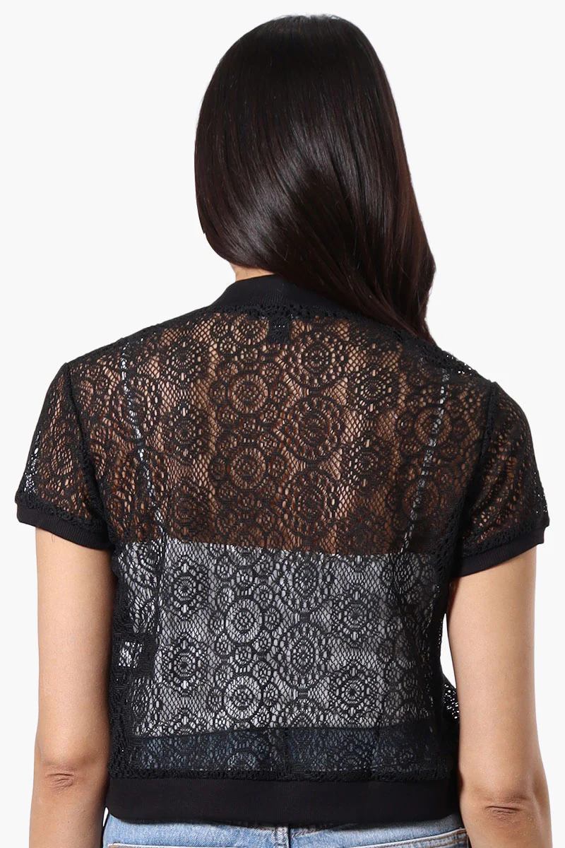 Impress Open Lace Shrug Cardigan - Black - Image 3
