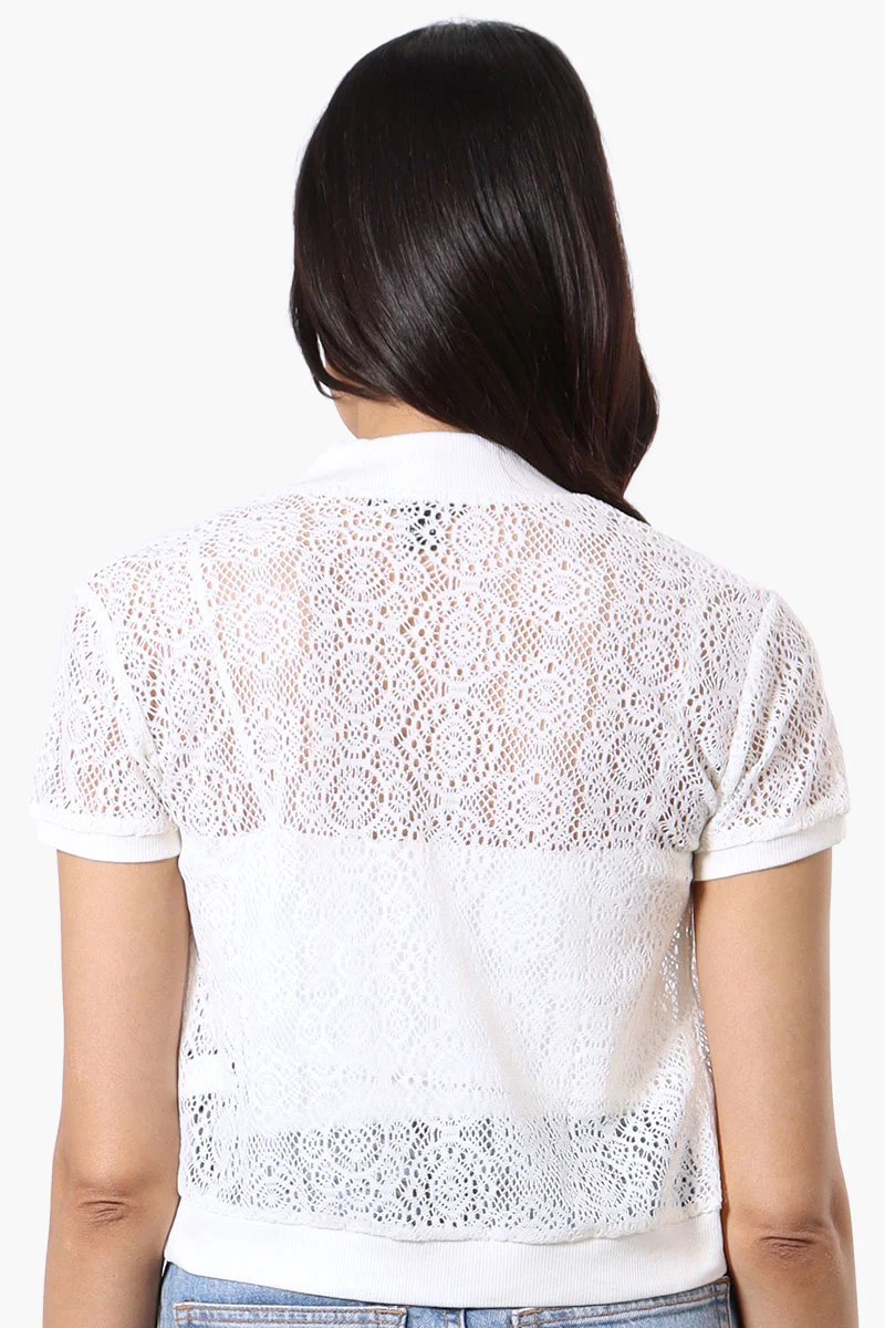 Impress Open Lace Shrug Cardigan - White - Image 3