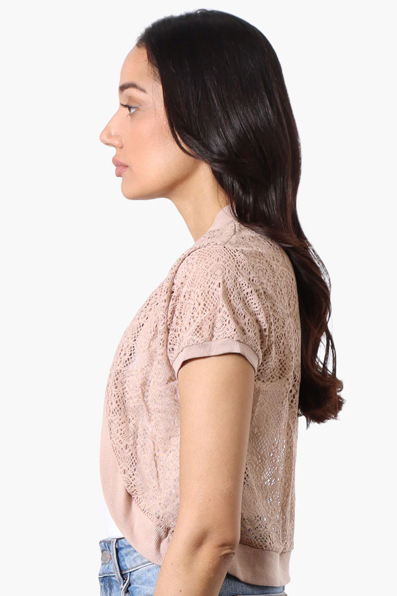 Impress Open Lace Shrug Cardigan - Beige - Image 2