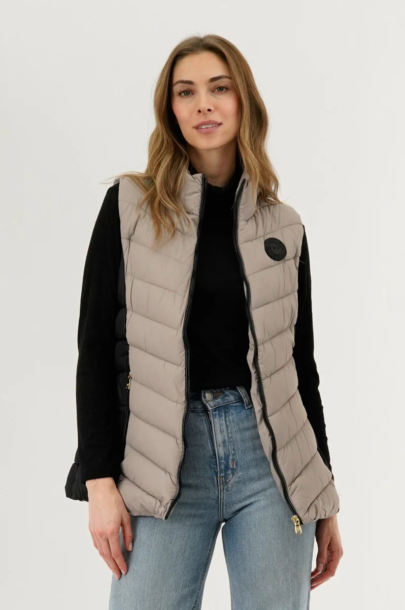 Canada Weather Gear Chevron Quilted Vest - Taupe