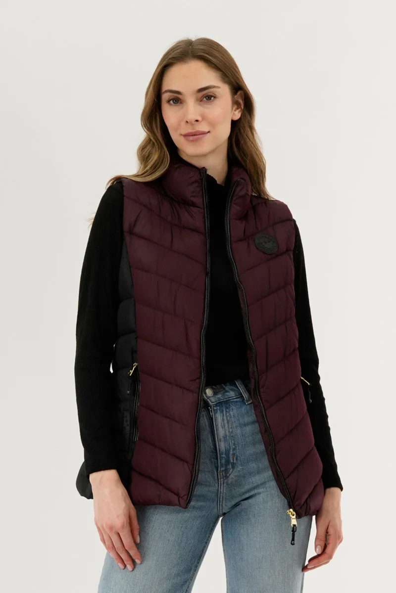 Canada Weather Gear Chevron Quilted Vest - Burgundy