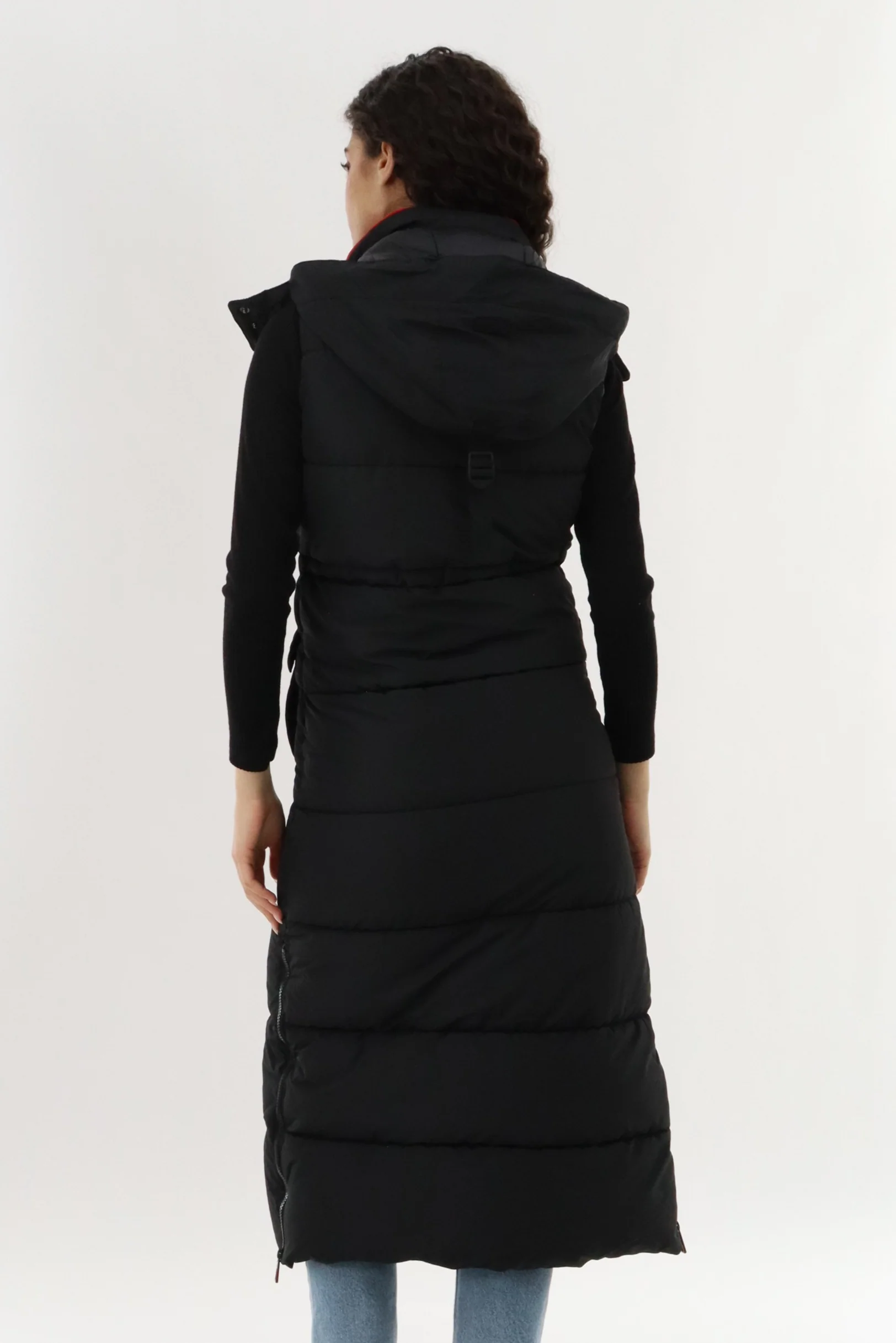 Canada Weather Gear Long Quilted Ribbed Neck Vest - Black - Image 3
