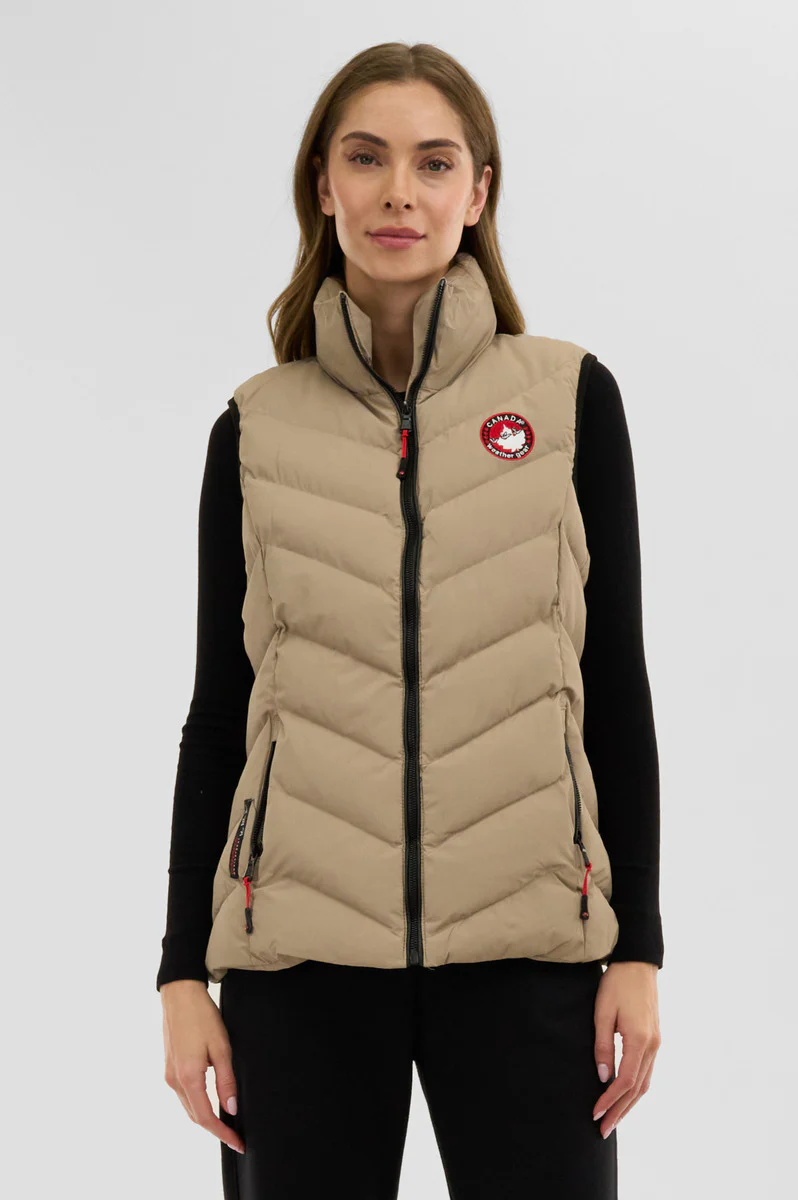 Canada Weather Gear Chevron Bubble Vest - Beige