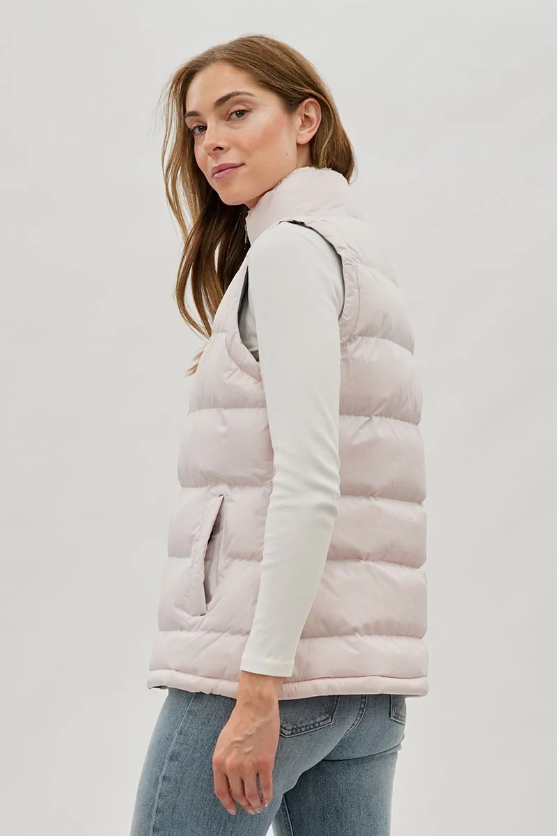 Canada Weather Gear Fleece Lined Collar Puffer Vest - Blush - Image 3