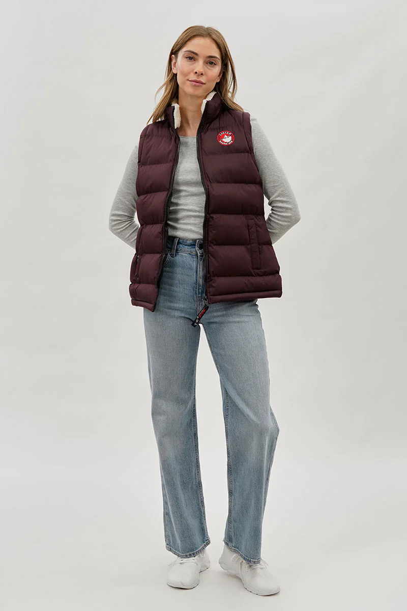 Canada Weather Gear Fleece Lined Collar Puffer Vest - Burgundy - Image 5