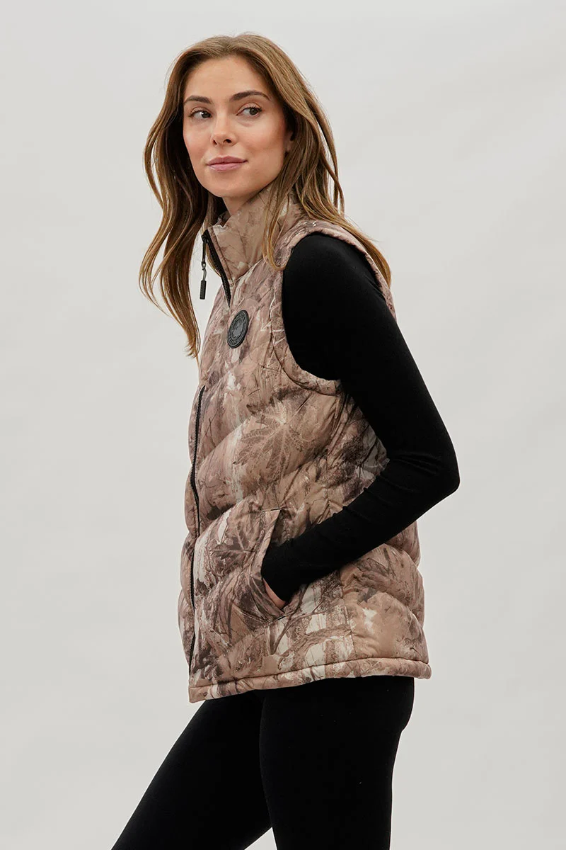 Canada Weather Gear Camo Print Chevron Puffer Vest - Brown - Image 2
