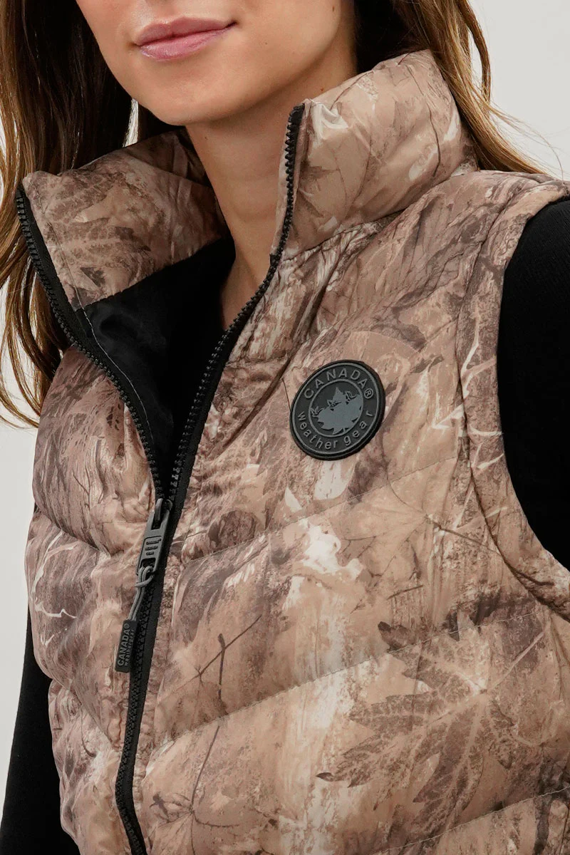 Canada Weather Gear Camo Print Chevron Puffer Vest - Brown - Image 4