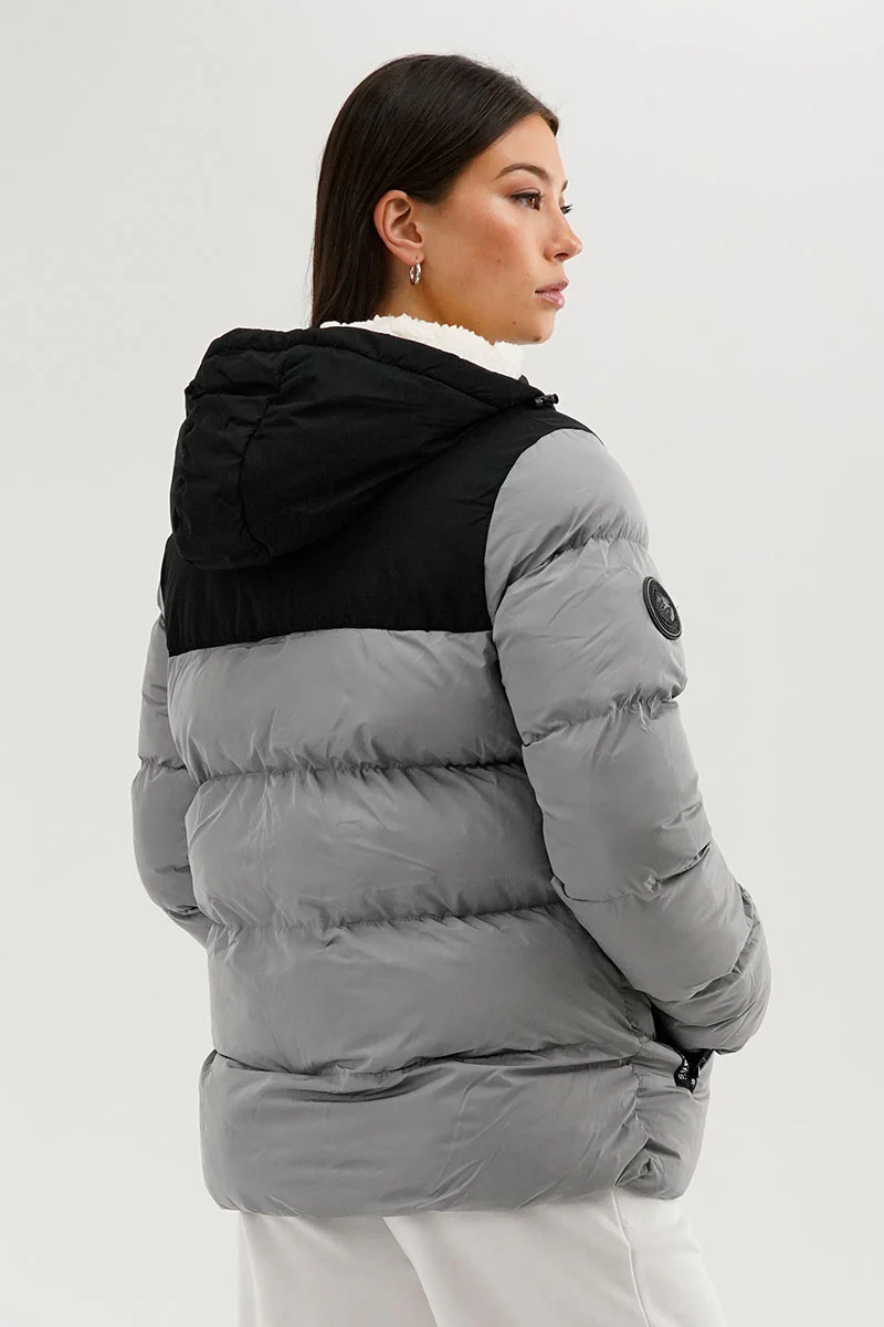 Super Triple Goose Colour Block Bomber Jacket - Grey - Image 3
