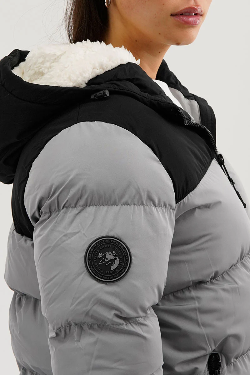 Super Triple Goose Colour Block Bomber Jacket - Grey - Image 4