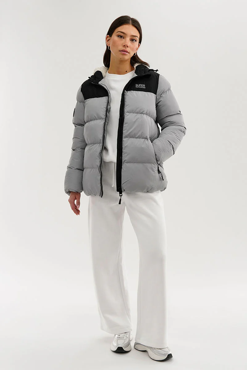 Super Triple Goose Colour Block Bomber Jacket - Grey - Image 5