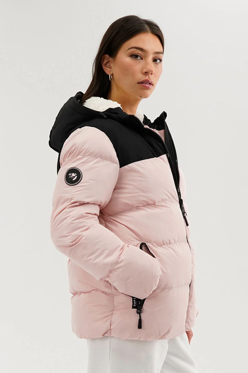 Super Triple Goose Colour Block Bomber Jacket - Pink - Image 2