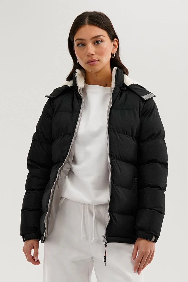 Canada Weather Gear Sherpa Lined Collar Bomber Jacket - Black