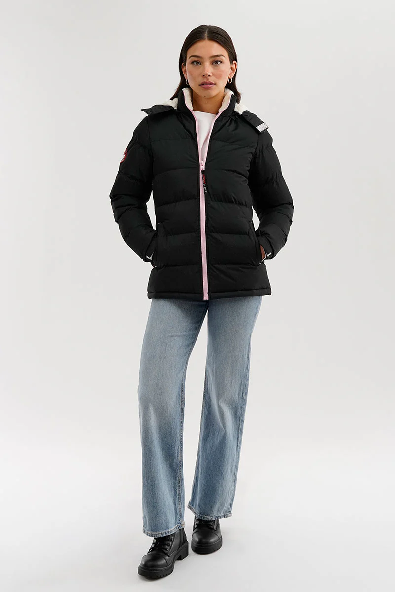 Canada Weather Gear Sherpa Lined Collar Bomber Jacket - Black - Image 5