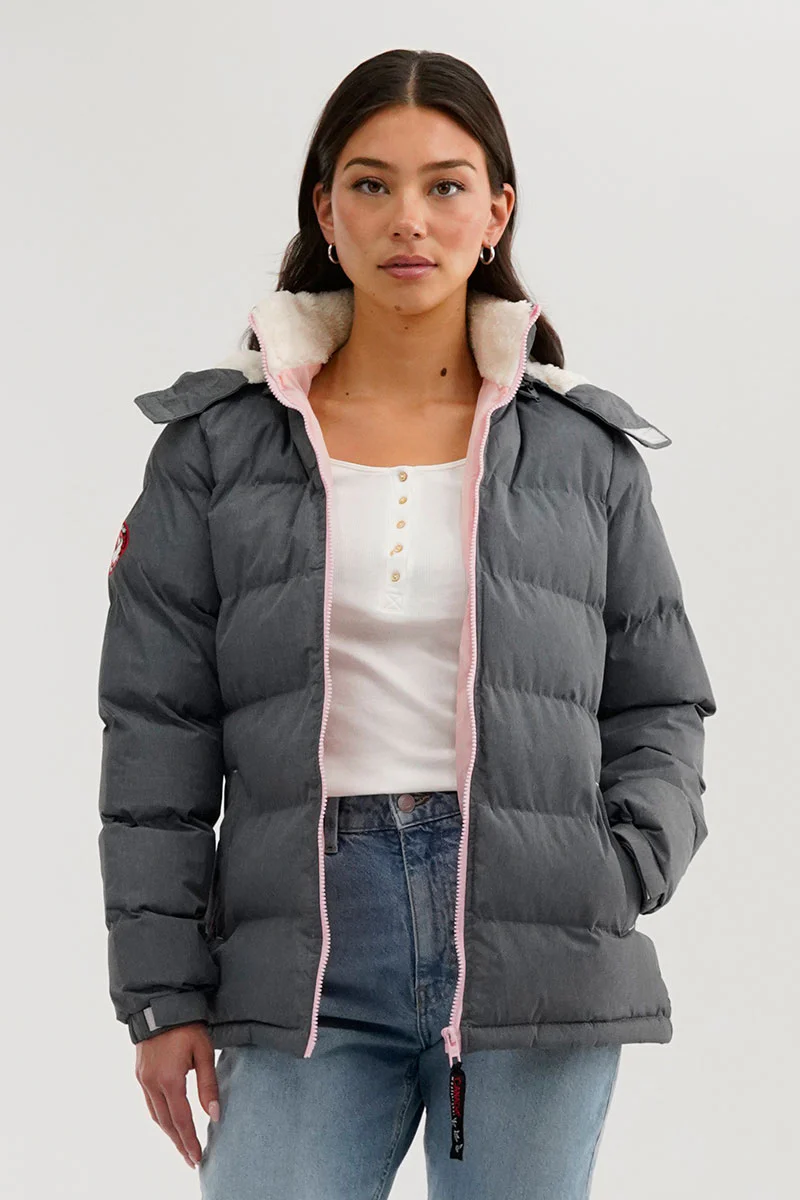 Canada Weather Gear Sherpa Lined Collar Bomber Jacket - Grey