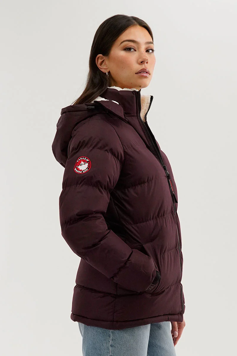 Canada Weather Gear Sherpa Lined Collar Bomber Jacket - Burgundy - Image 2