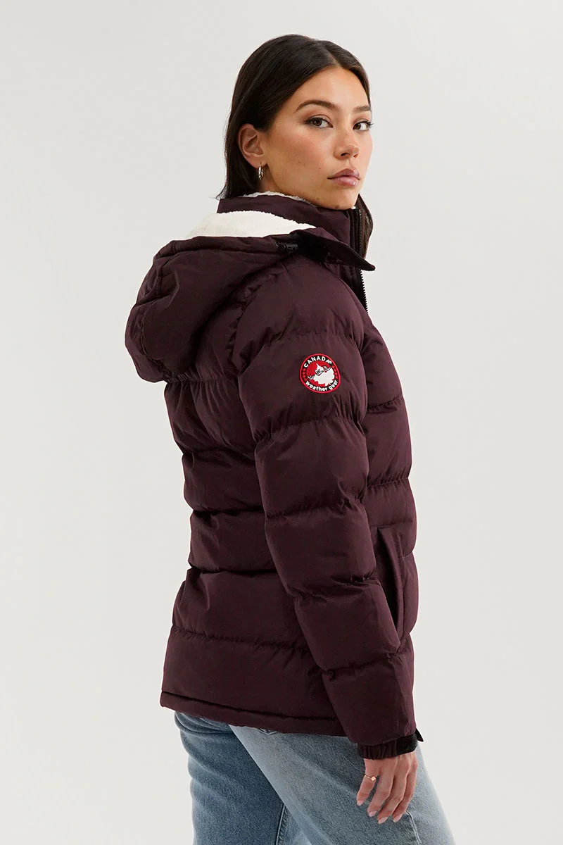 Canada Weather Gear Sherpa Lined Collar Bomber Jacket - Burgundy - Image 3