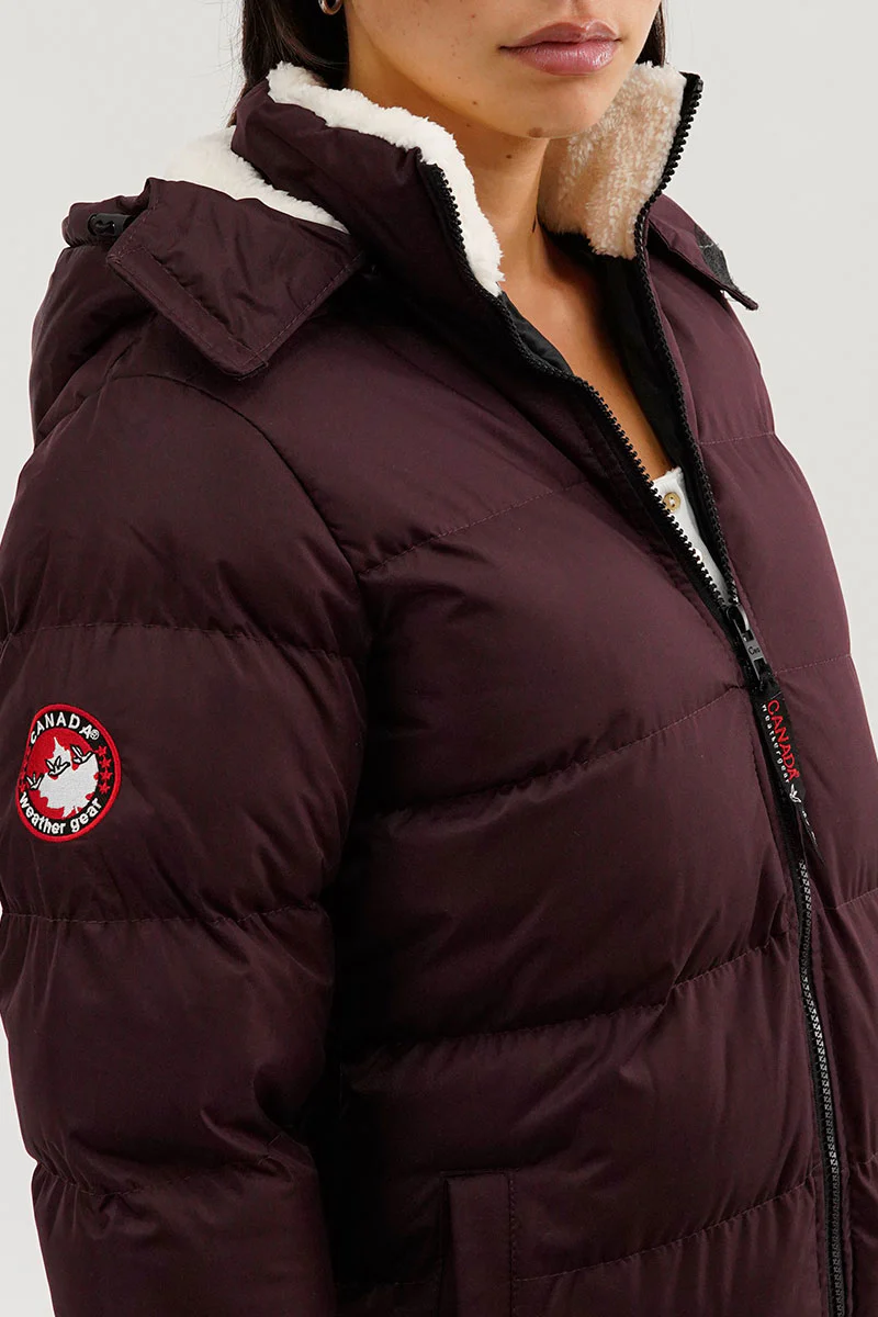 Canada Weather Gear Sherpa Lined Collar Bomber Jacket - Burgundy - Image 4