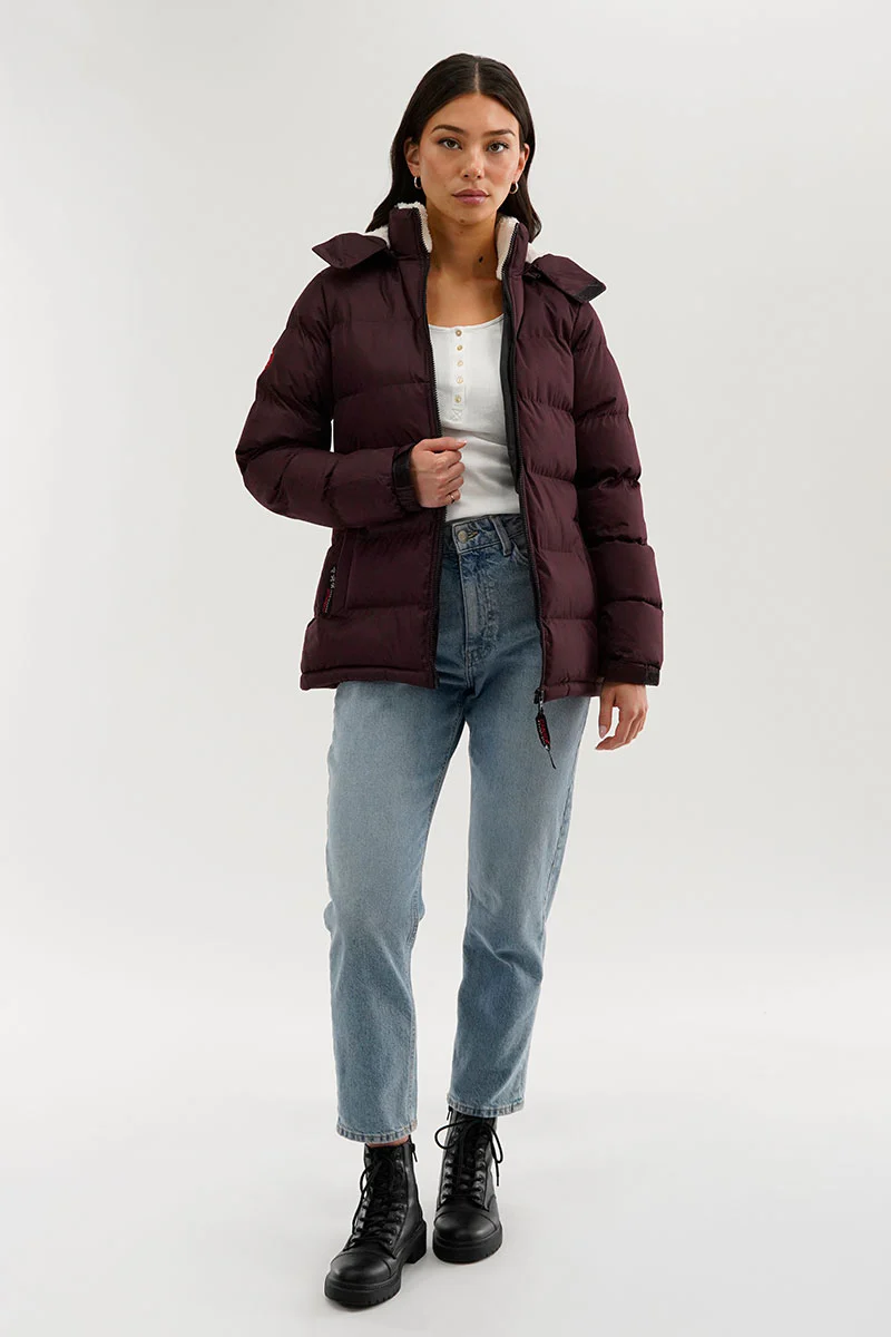 Canada Weather Gear Sherpa Lined Collar Bomber Jacket - Burgundy - Image 5