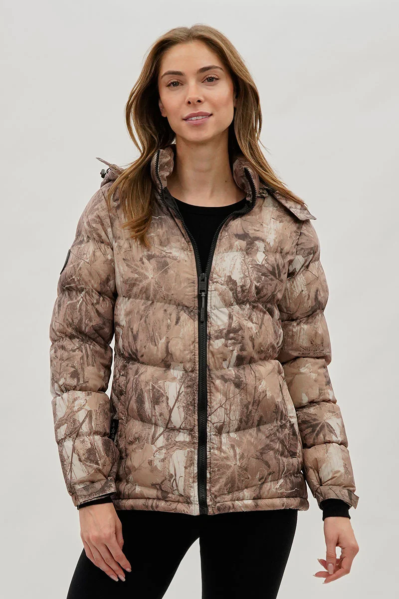 Canada Weather Gear Camo Print Chevron Bomber Jacket - Brown