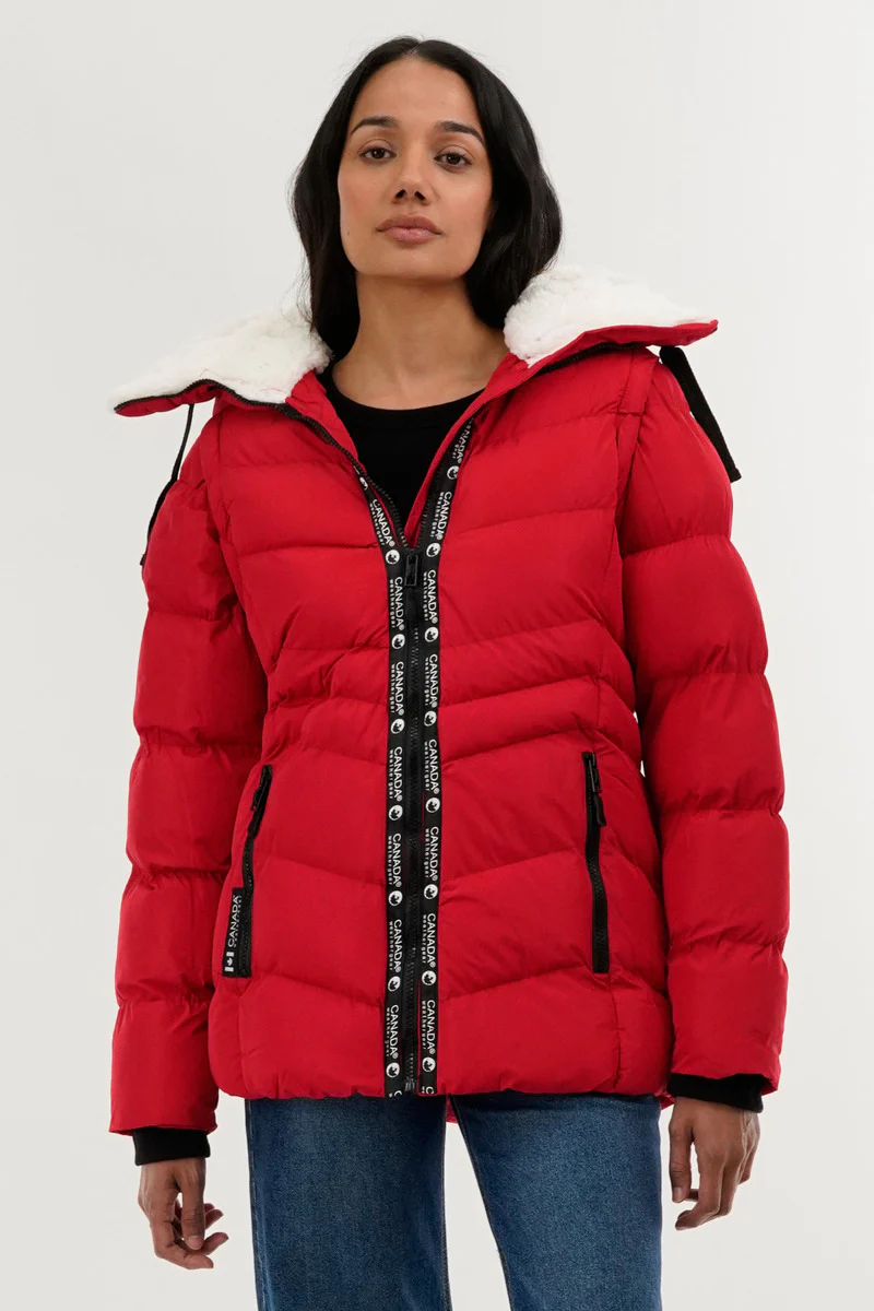Canada Weather Gear Zip Off Sleeve Bomber Jacket - Red