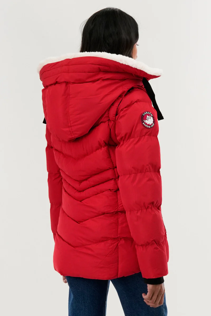 Canada Weather Gear Zip Off Sleeve Bomber Jacket - Red - Image 3