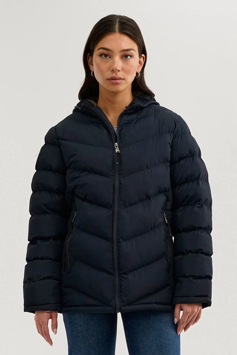 Canada Weather Gear Chevron Quilted Bomber Jacket - Navy