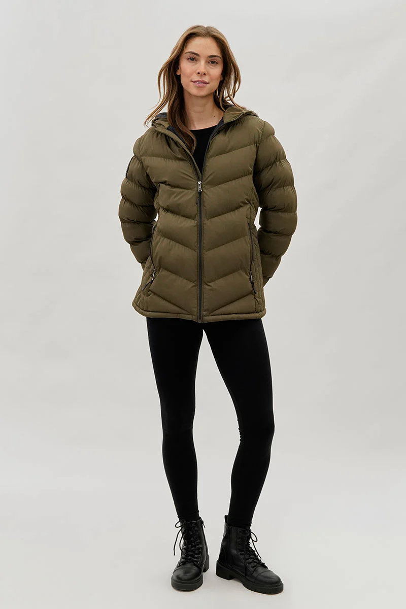 Canada Weather Gear Chevron Quilted Bomber Jacket - Olive - Image 5