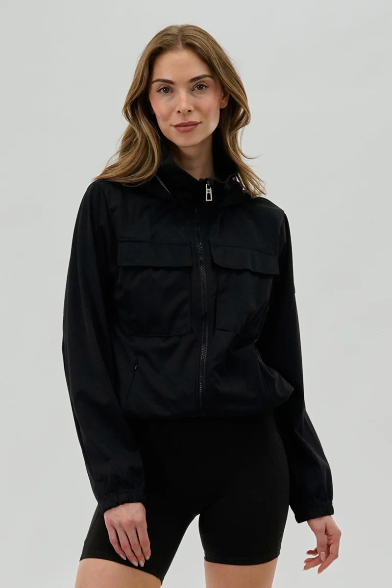Canada Weather Gear Hooded Utility Lightweight Jacket - Black