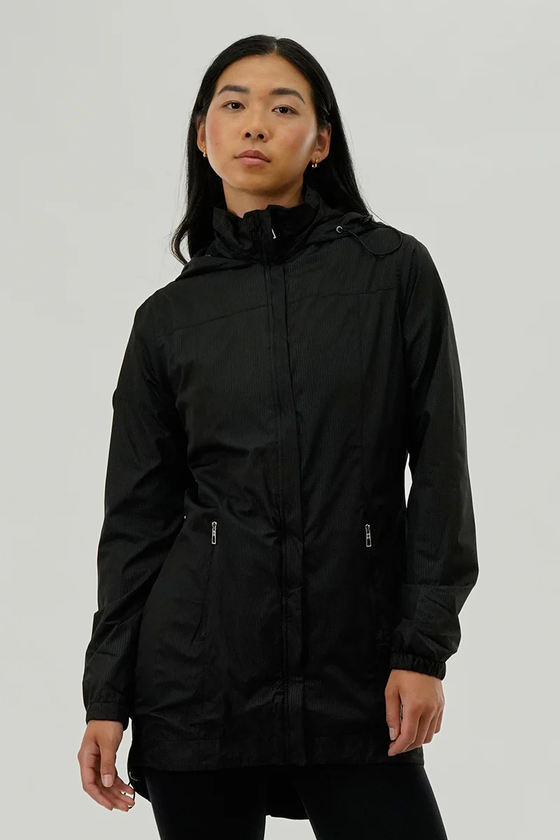 Canada Weather Gear Long Hooded Lightweight Jacket - Black
