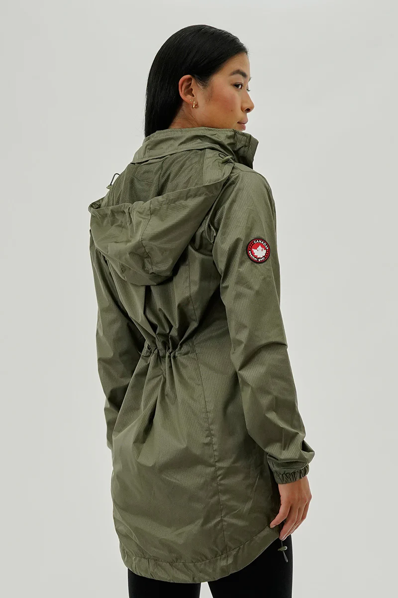Canada Weather Gear Long Hooded Lightweight Jacket - Olive - Image 3