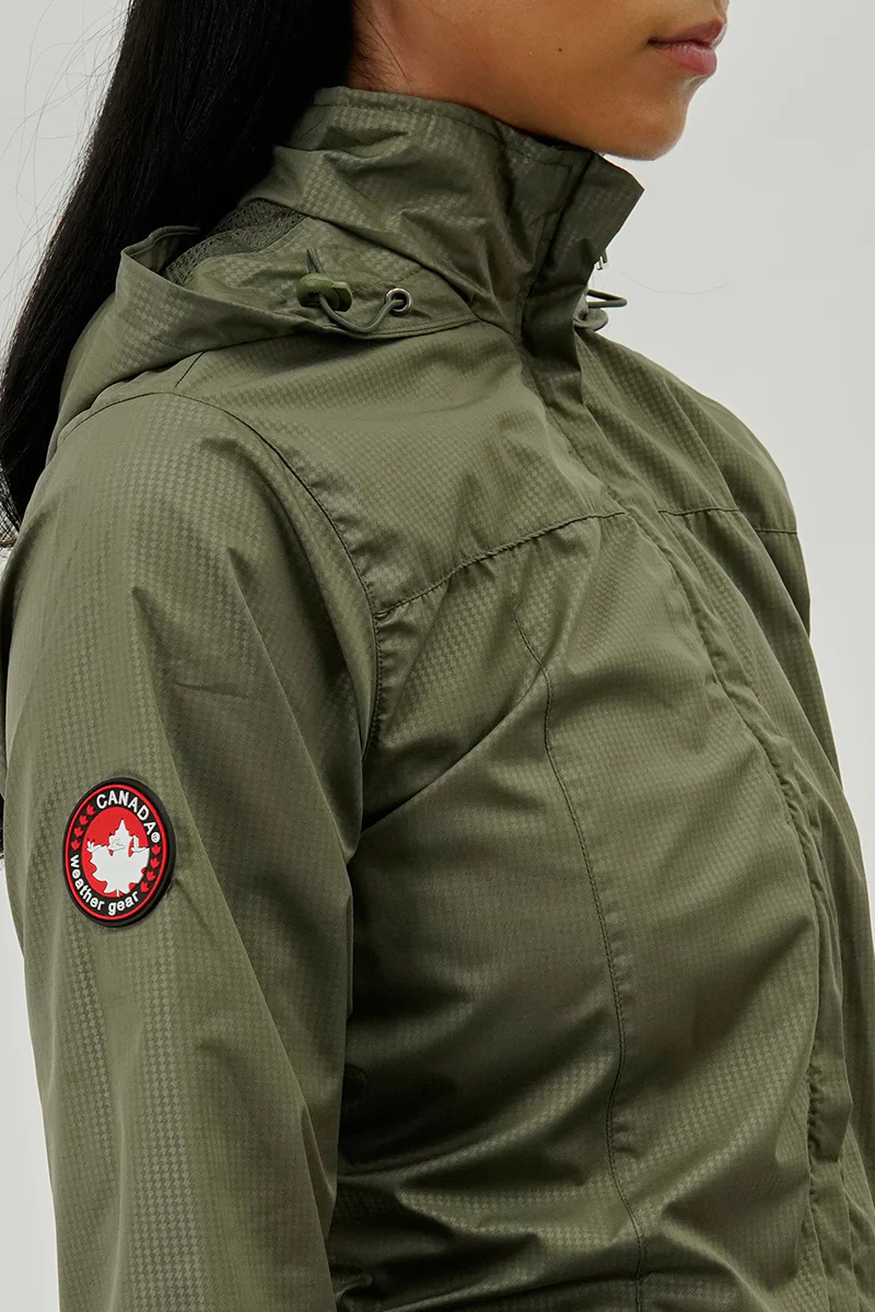 Canada Weather Gear Long Hooded Lightweight Jacket - Olive - Image 4