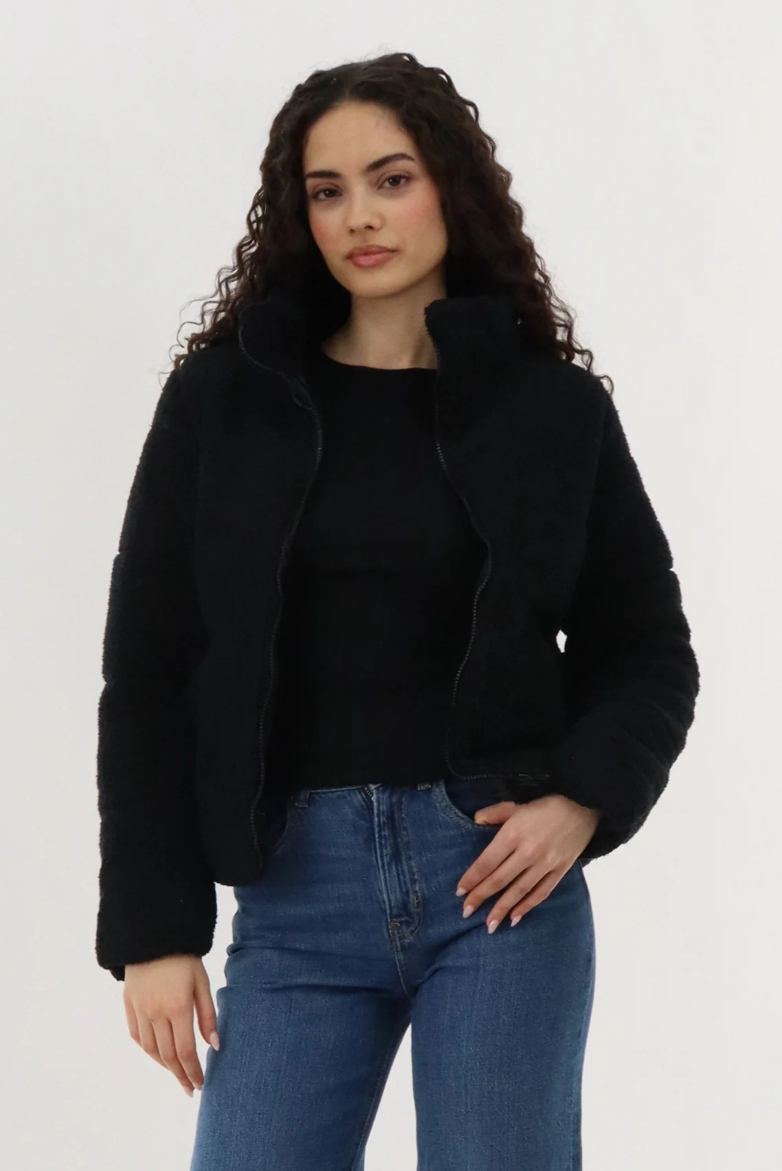 Canada Weather Gear Sherpa Bomber Jacket - Black