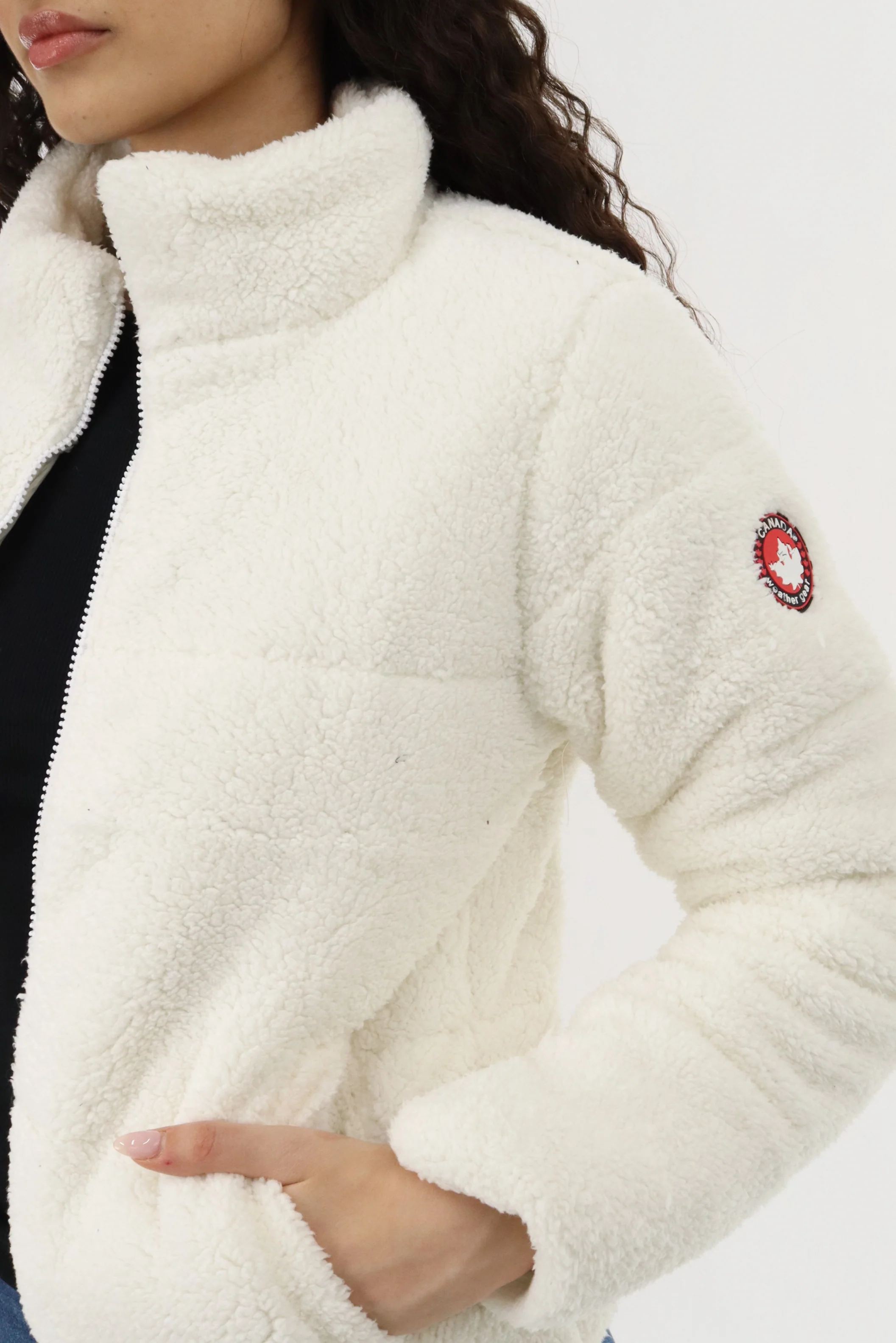 Canada Weather Gear Sherpa Bomber Jacket - White - Image 4