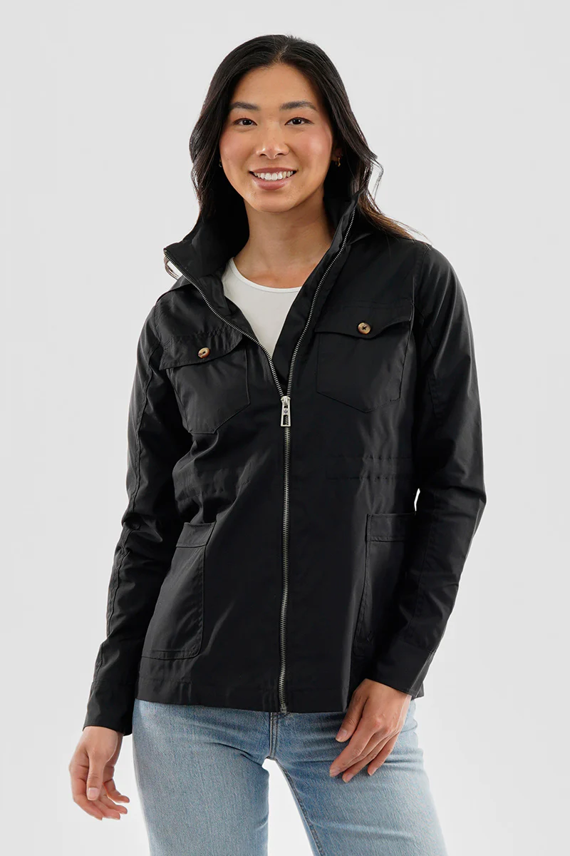 Canada Weather Gear Coated Microfibre Zip Up Lightweight Jacket - Black