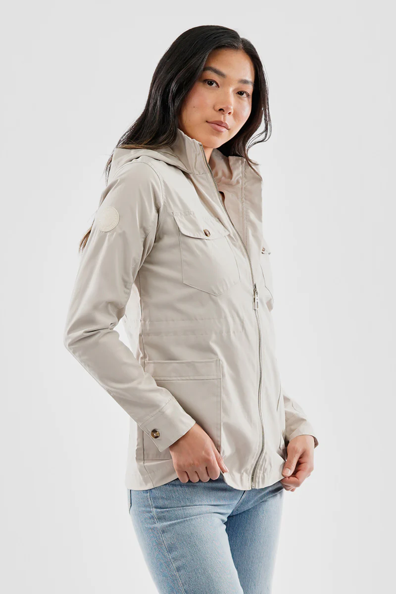 Canada Weather Gear Coated Microfibre Zip Up Lightweight Jacket - Cream - Image 2