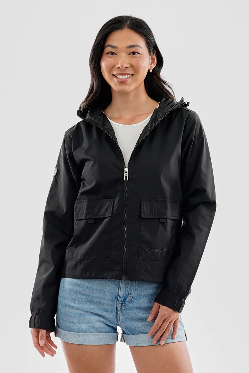 Canada Weather Gear Cropped Coated Microfibre Lightweight Jacket - Black