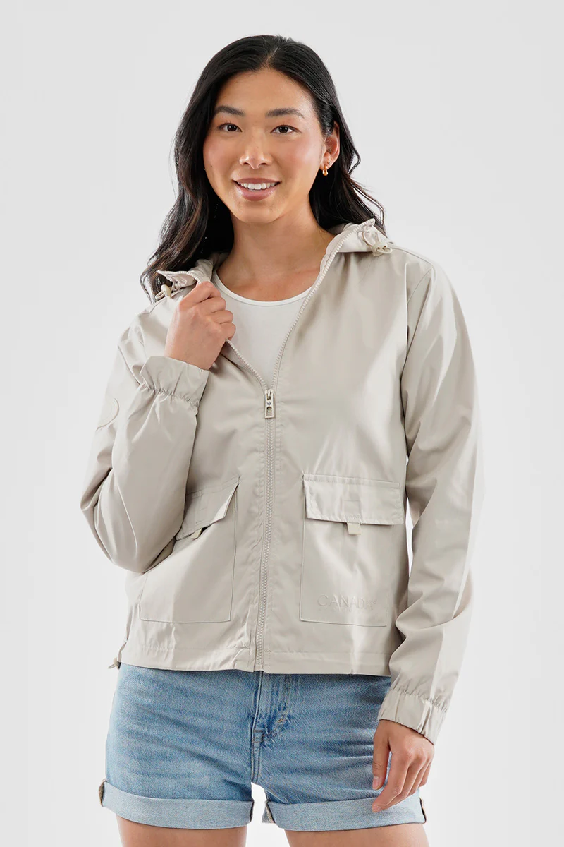 Canada Weather Gear Cropped Coated Microfibre Lightweight Jacket - Cream