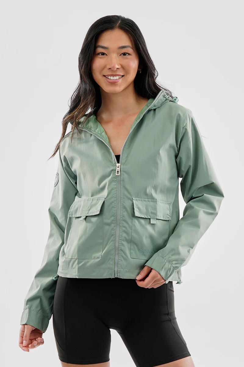Canada Weather Gear Cropped Coated Microfibre Lightweight Jacket - Olive