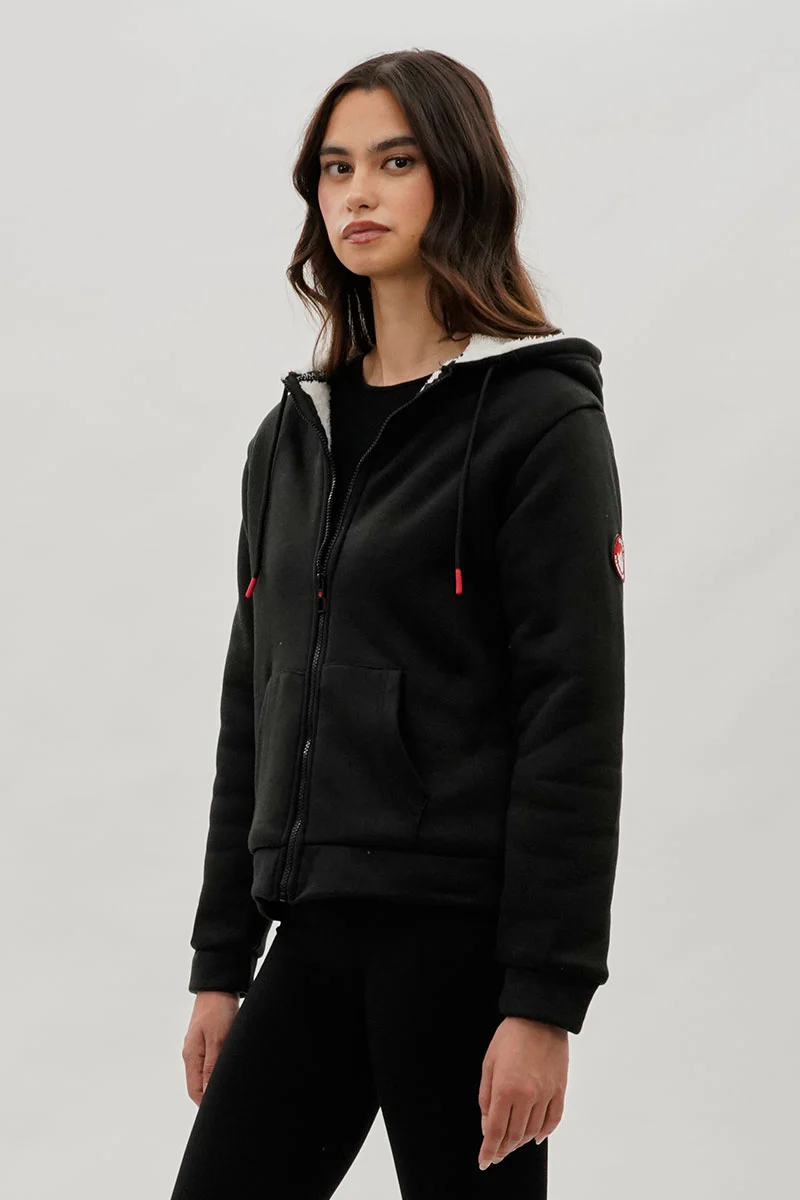 Canada Weather Gear Sherpa Lined Zip Up Lightweight Jacket - Black - Image 2