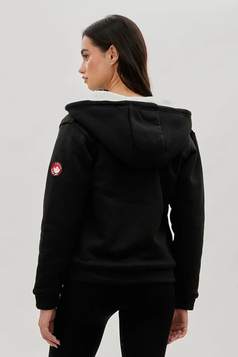 Canada Weather Gear Sherpa Lined Zip Up Lightweight Jacket - Black - Image 3