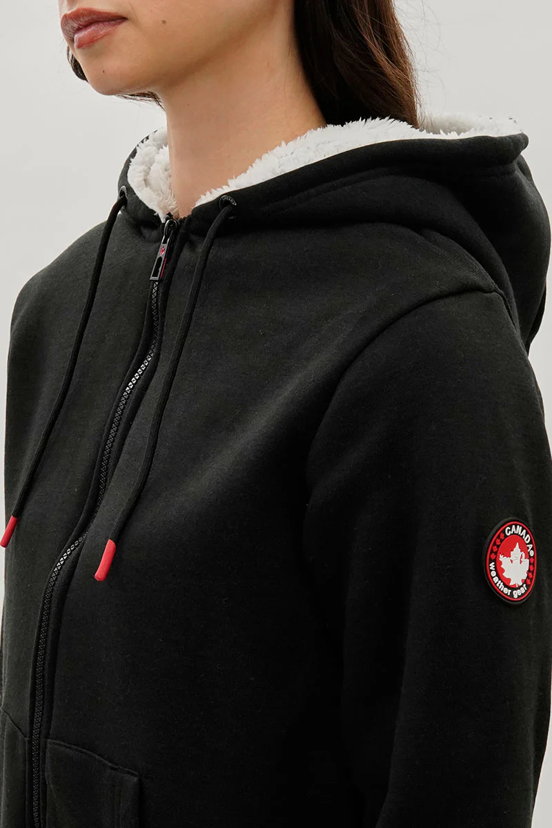 Canada Weather Gear Sherpa Lined Zip Up Lightweight Jacket - Black - Image 4