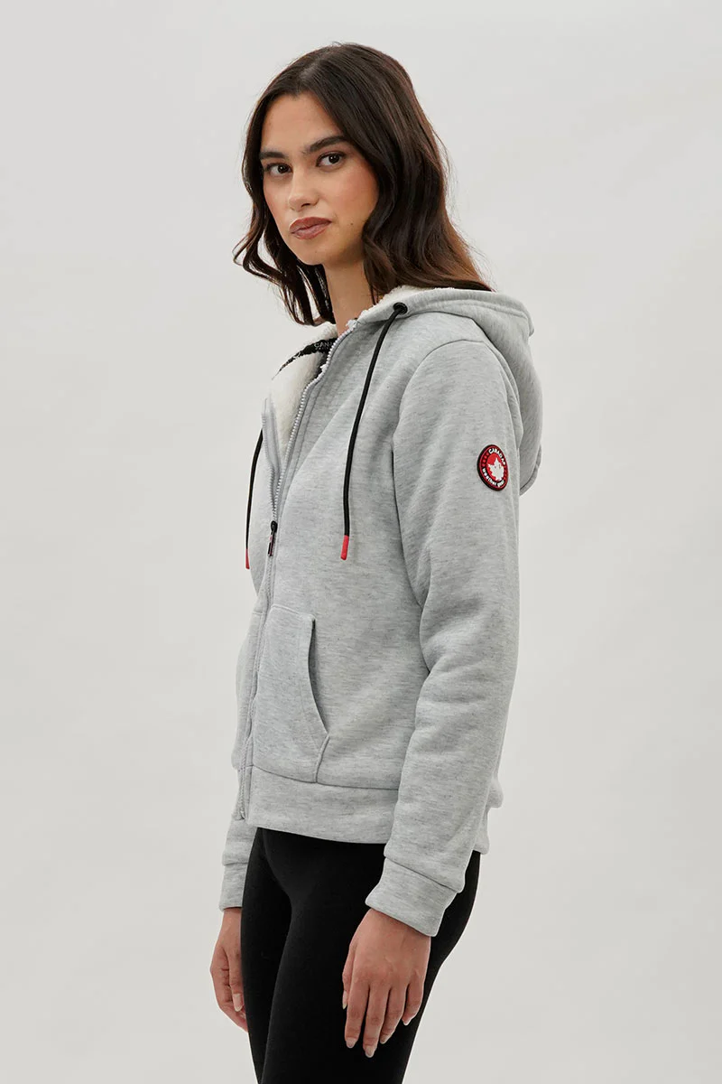 Canada Weather Gear Sherpa Lined Zip Up Lightweight Jacket - Grey - Image 2