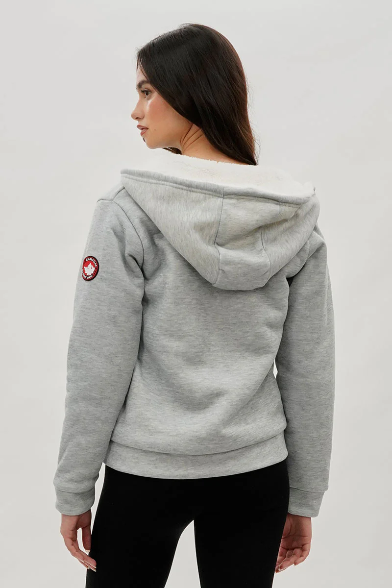 Canada Weather Gear Sherpa Lined Zip Up Lightweight Jacket - Grey - Image 3