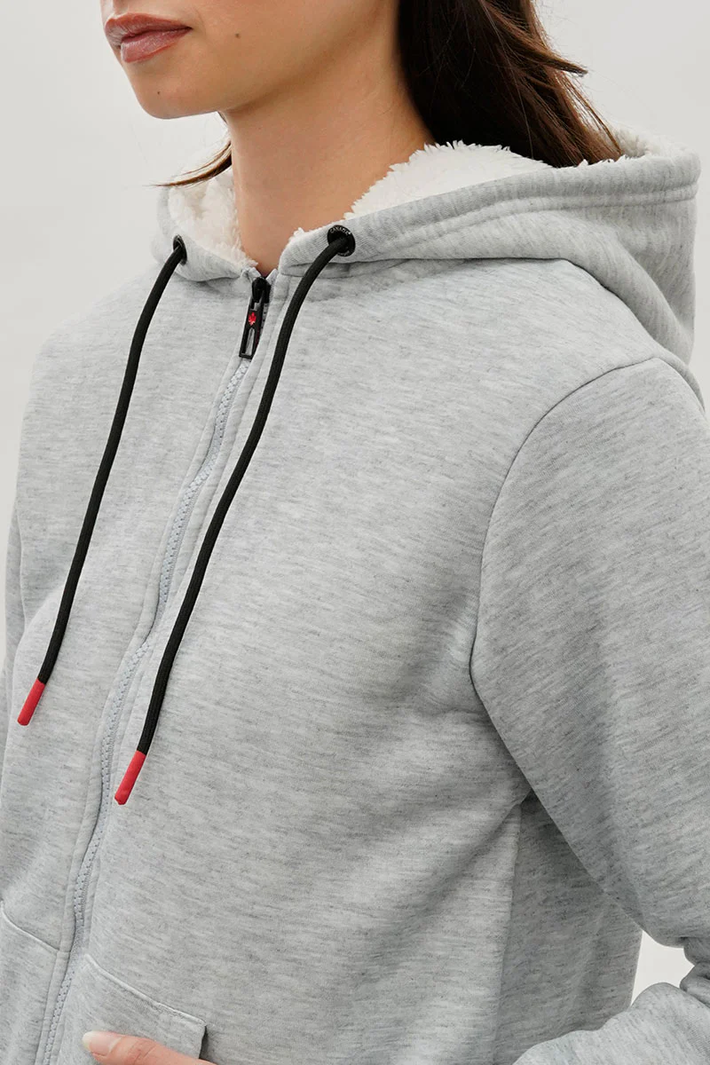 Canada Weather Gear Sherpa Lined Zip Up Lightweight Jacket - Grey - Image 4