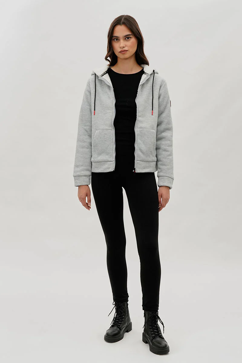 Canada Weather Gear Sherpa Lined Zip Up Lightweight Jacket - Grey - Image 5