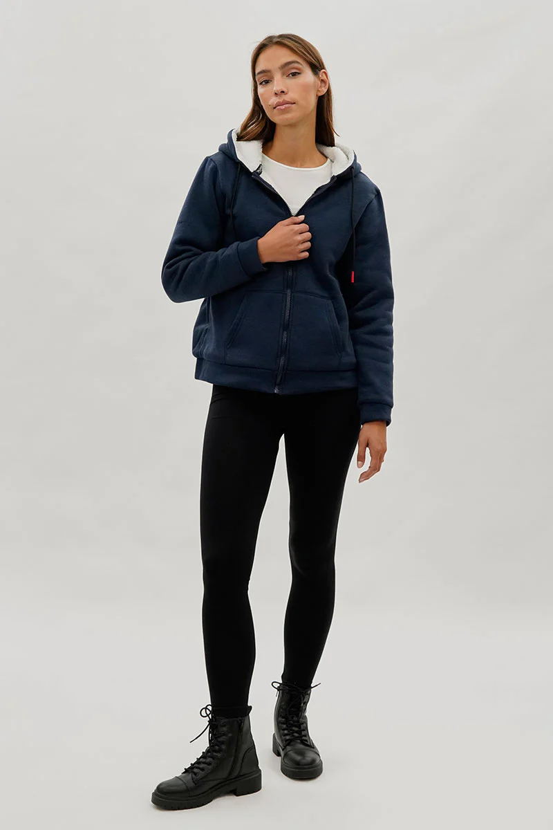 Canada Weather Gear Sherpa Lined Zip Up Lightweight Jacket - Navy - Image 5
