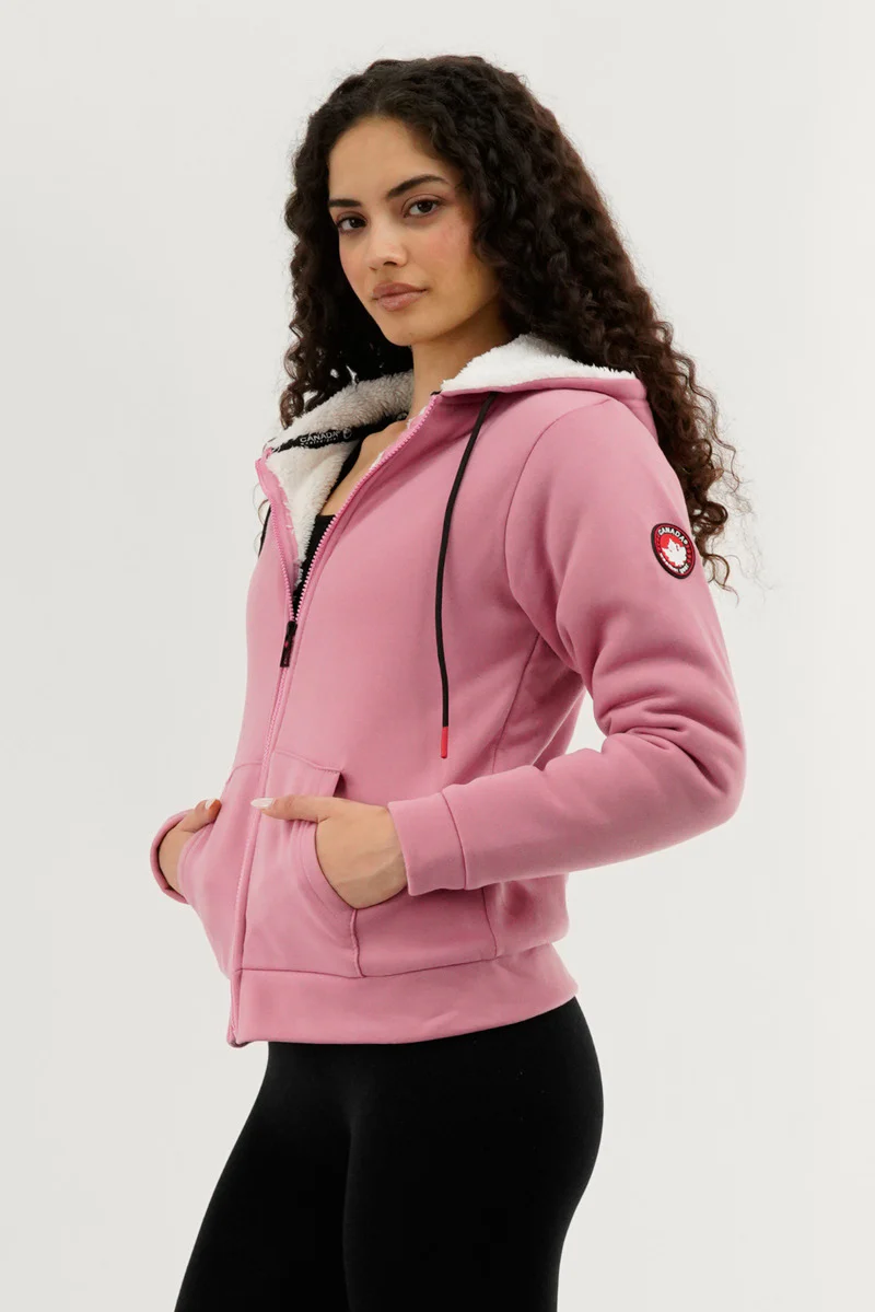 Canada Weather Gear Fleece Lined Zip Up Hoodie - Pink - Image 2