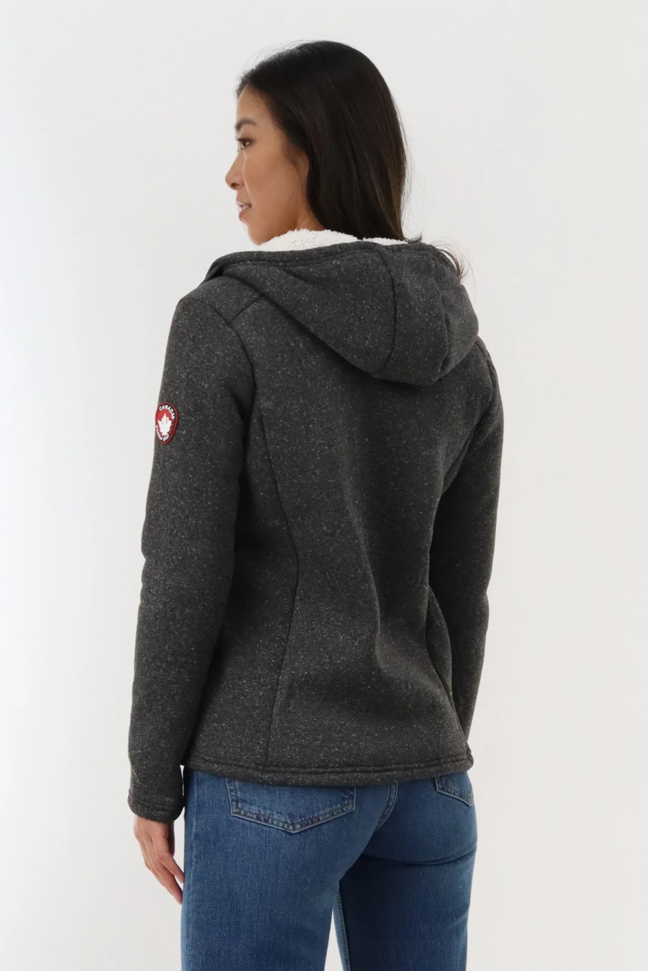 Canada Weather Gear Sherpa Lined Fleece Zip Up Hoodie - Grey - Image 3