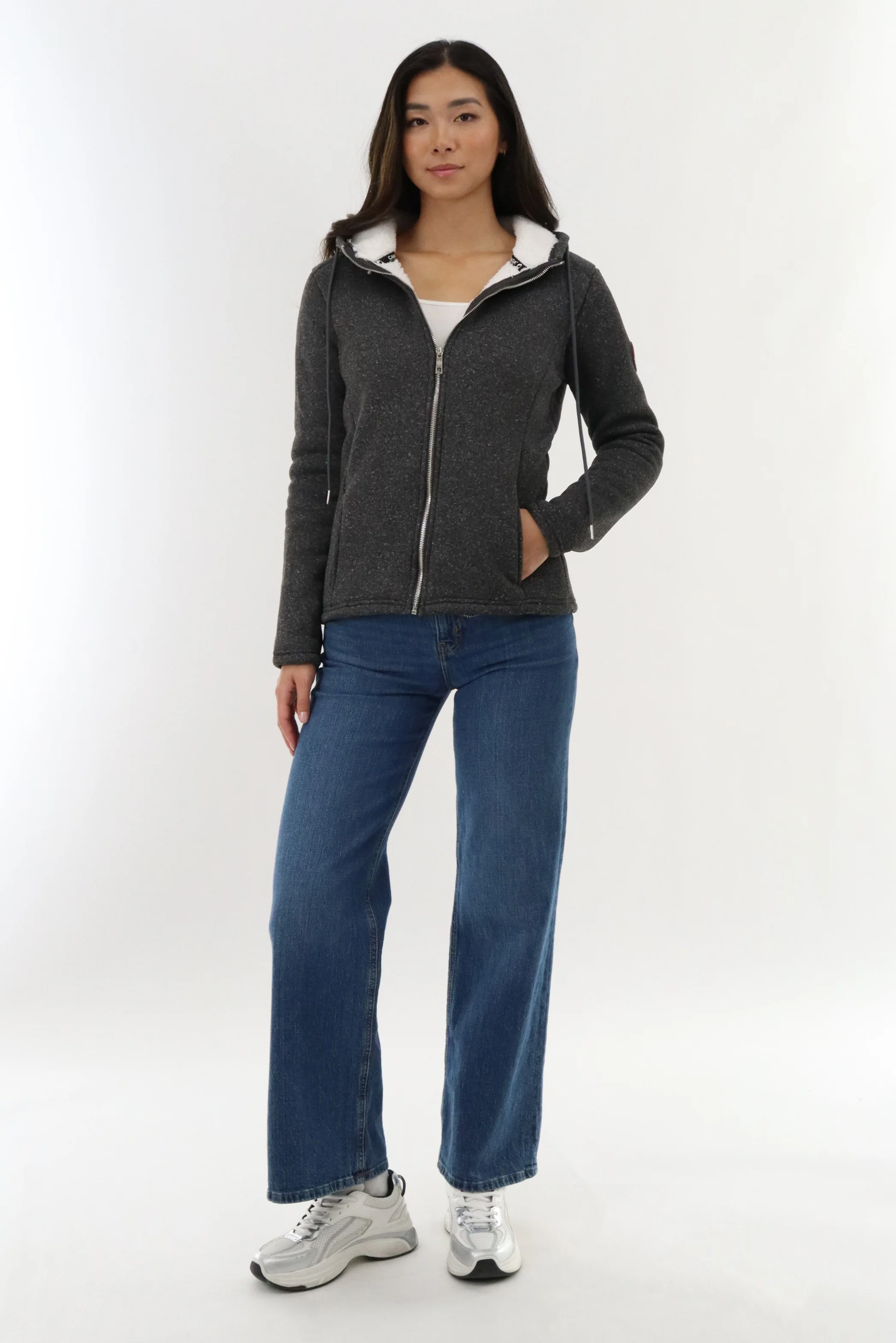 Canada Weather Gear Sherpa Lined Fleece Zip Up Hoodie - Grey - Image 5