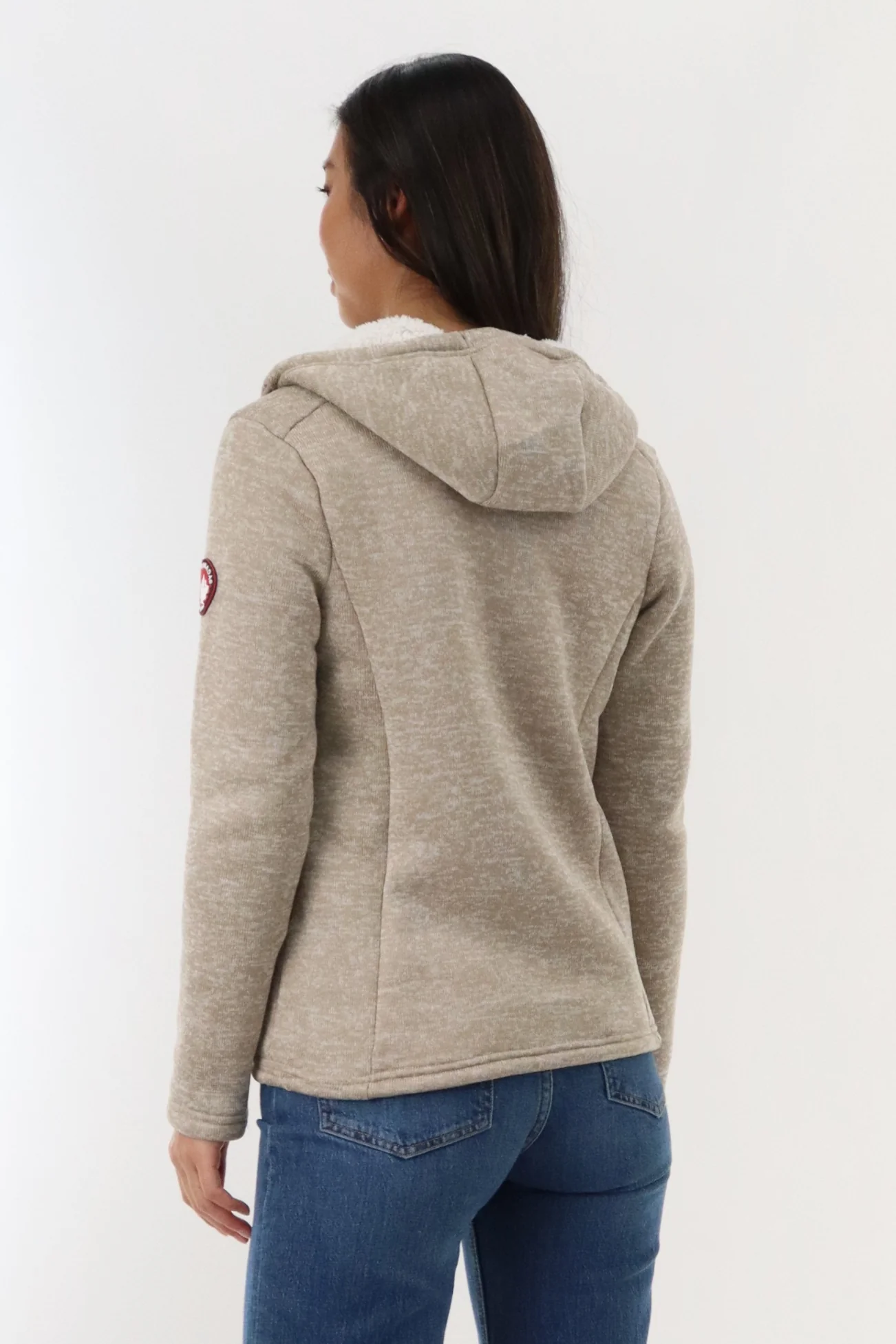 Canada Weather Gear Sherpa Lined Fleece Zip Up Hoodie - Beige - Image 3